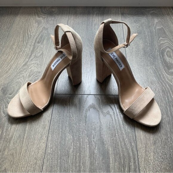 Steve Madden Carrson Heels Sandals Suede Ankle Strap Block Heel Size 8 - Picture 6 of 16